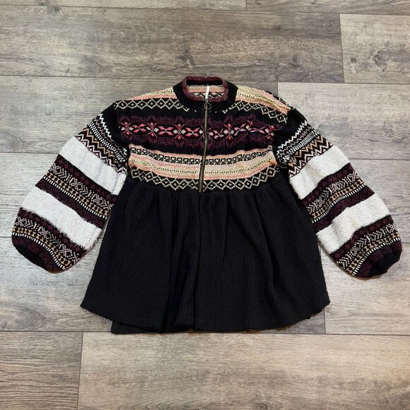 Free People Cozy Cottage Cabin Sweater 1/4 Zip - Women's Size Small - Picture 2 of 9